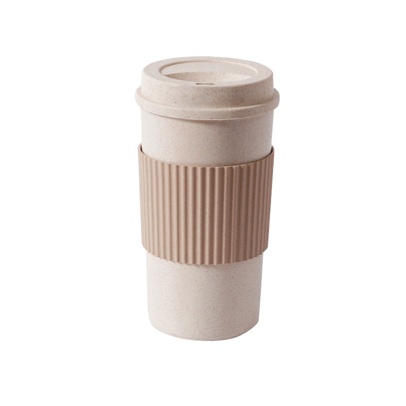 Reusable Coffee Tea Cup Random Color Wheat Straw Mug Coffee Cup with Lid Home Outdoor Water Bottle Travel Insulated Cup