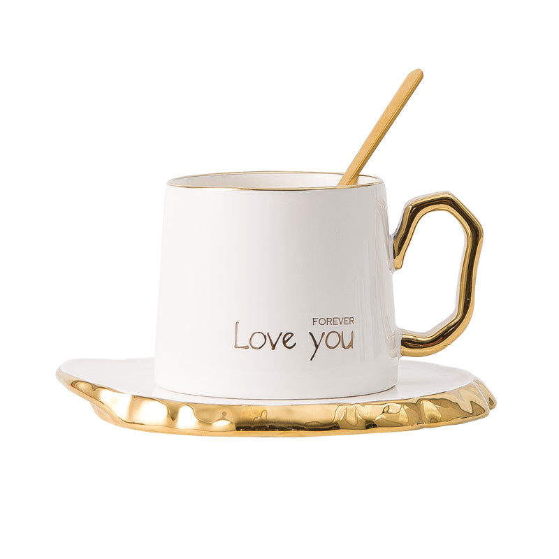 Creative Gold Hand Mugs Flower Tea Coffee Cups And Saucers