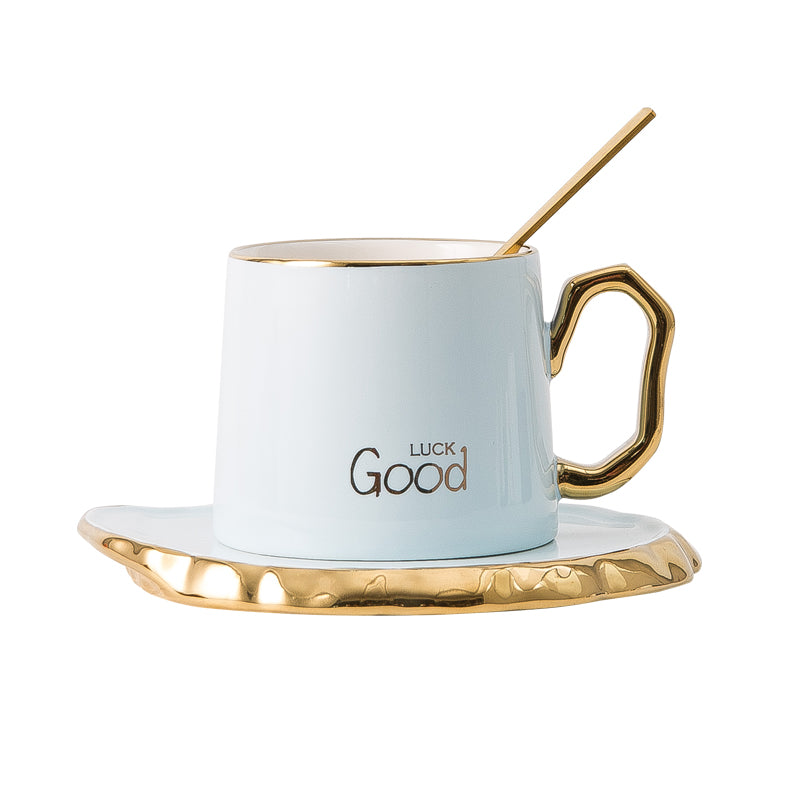 Creative Gold Hand Mugs Flower Tea Coffee Cups And Saucers