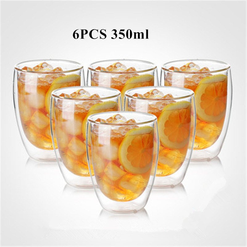 Heat resistant glass double coffee cup